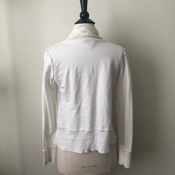 Jack by BB Dakota Cable Knit Sweater Trim Open Sweatshirt Cardigan cream ivory - Picture 4 of 6